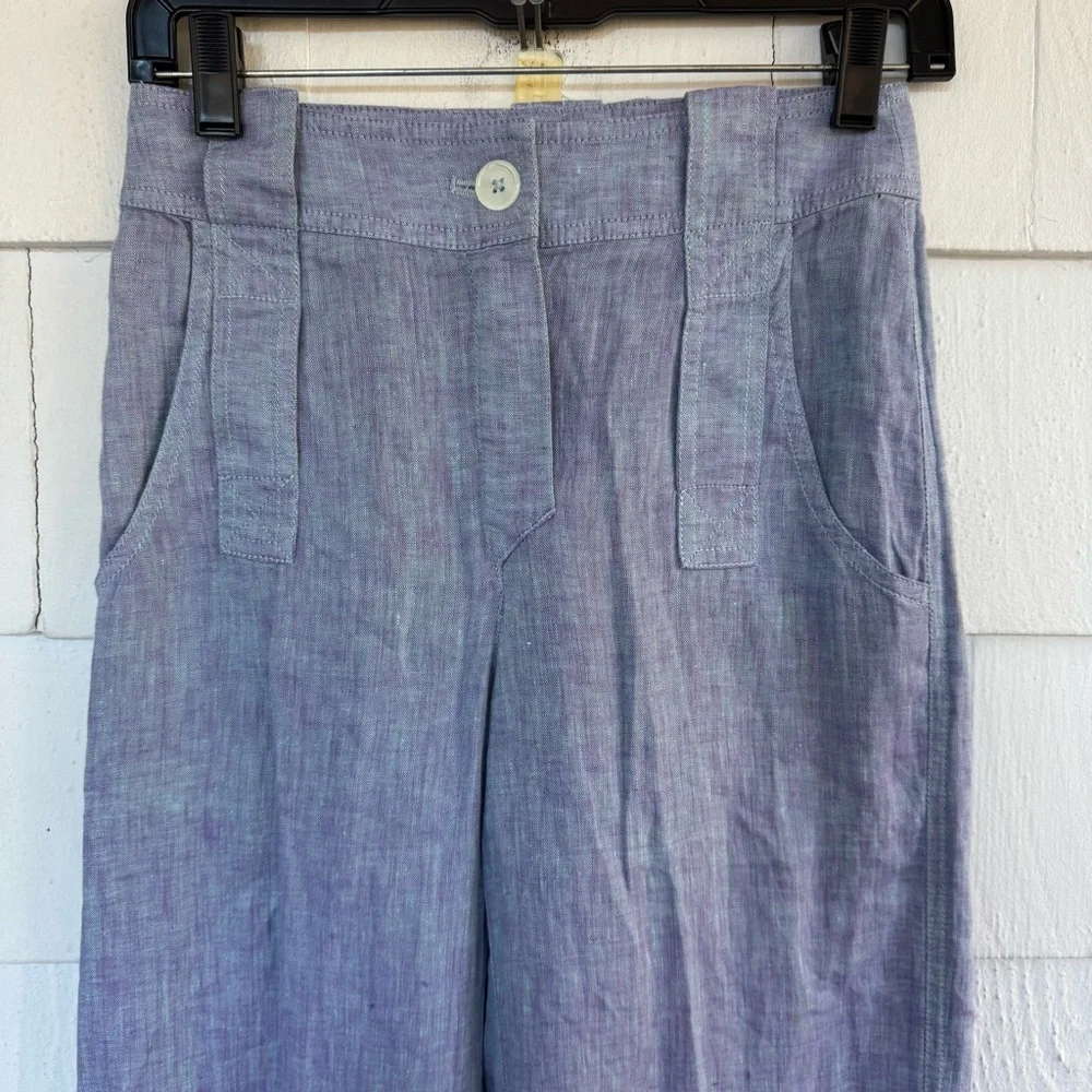 J. Crew Maryam Nassir Zadeh Dual-Tone Linen Trouser Purple Blue size 00